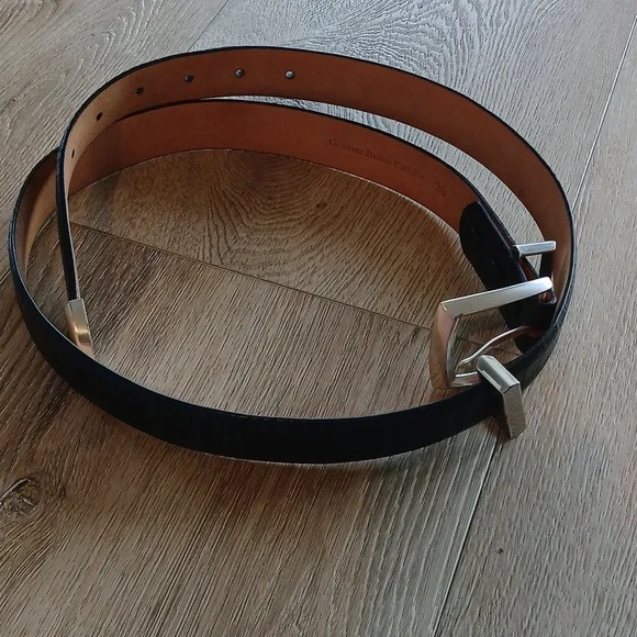 Black Genuine Italian Calfskin Leather Belt | Size 38 | Classic Men's Accessory - Picture 8 of 8